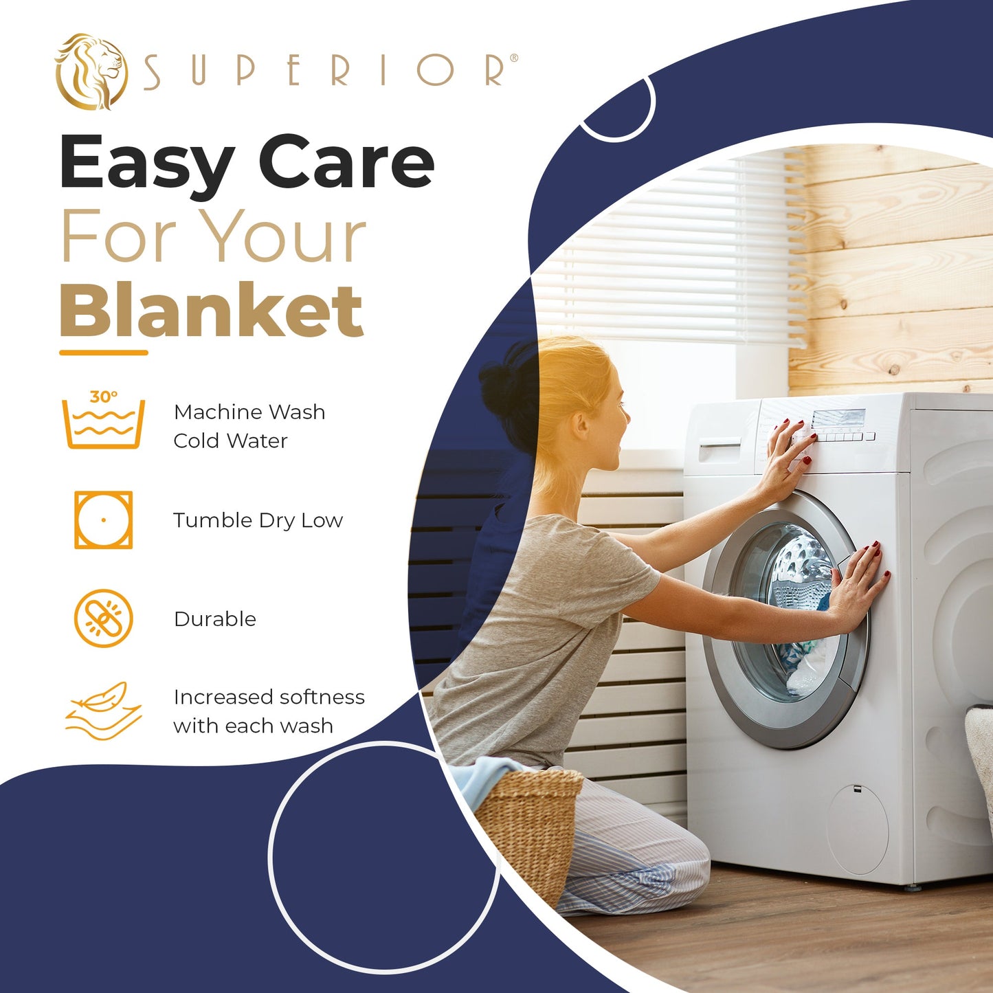 Waffle Weave Honeycomb Knit Soft Solid Textured Cotton Blanket - Navy Blue