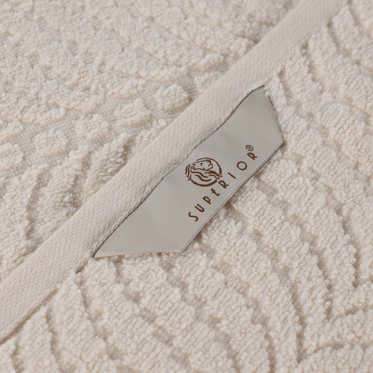 Chevron Zero Twist Solid and Jacquard Soft Cotton Bath Sheet Set of 2 - Ivory