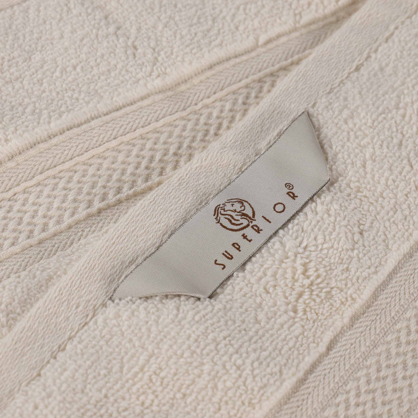 Chevron Zero Twist Solid and Jacquard Soft Cotton Bath Sheet Set of 2 - Ivory