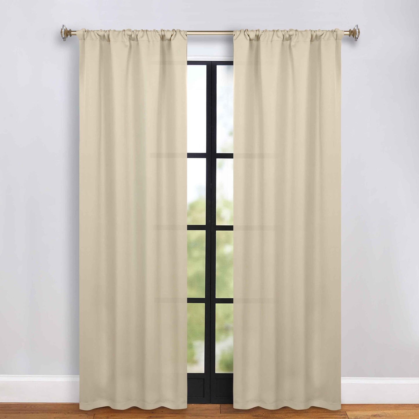Solid Room Darkening Rod Pocket Blackout Curtain Panels, Set of 2