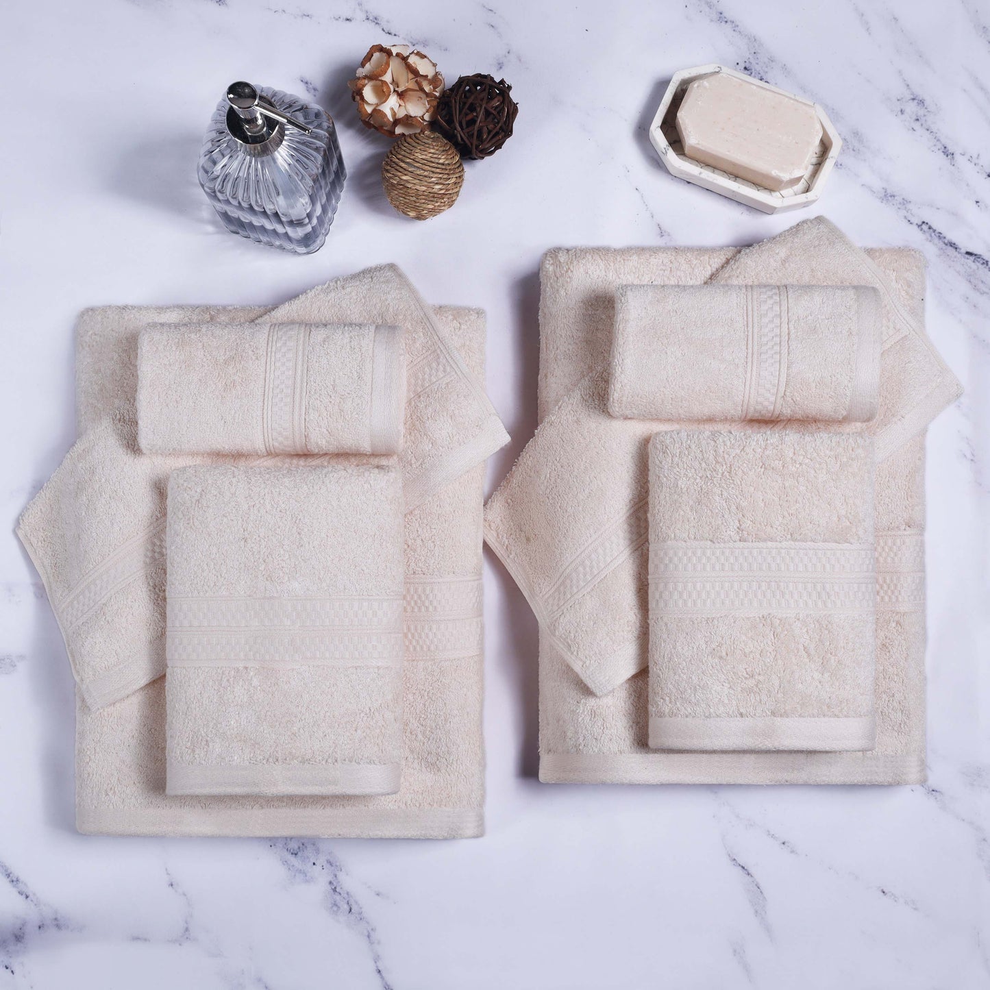 Ultra-Soft Rayon from Bamboo Cotton Blend 8 Piece Towel Set - Ivory