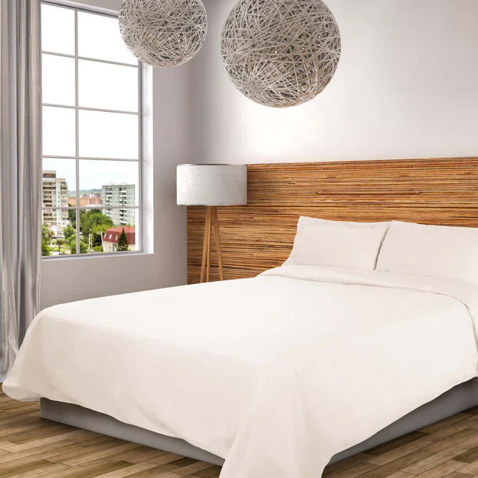 Cotton Percale Modern Traditional Duvet Cover Set - Ivory