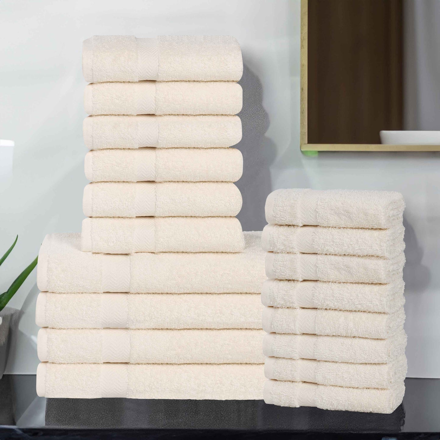 Highly Absorbent Eco-Friendly Soft Cotton 18 Piece Towel Set