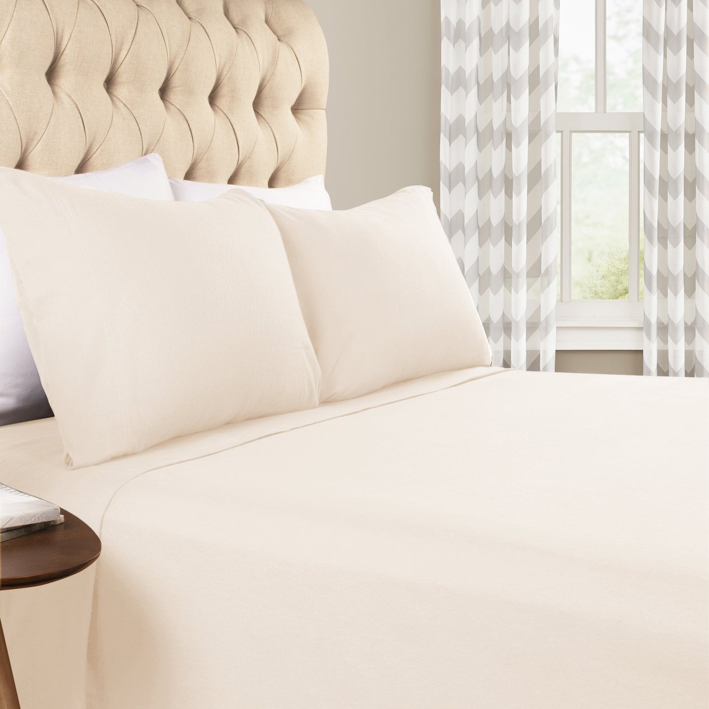Solid Flannel Cotton Soft Warm Deep Pocket Sheet Set - Ivory