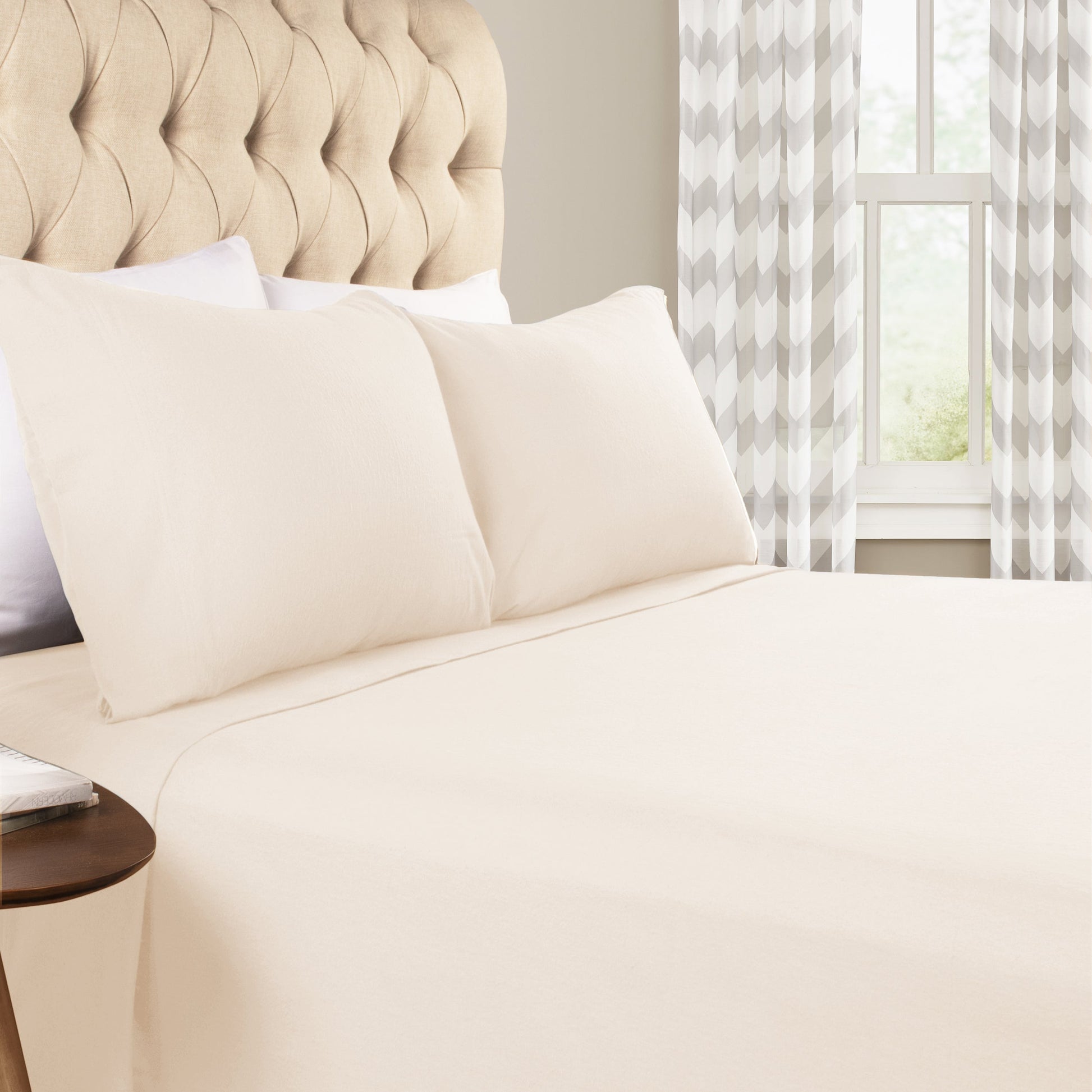 Solid Flannel Cotton Soft Warm Deep Pocket Sheet Set - Ivory