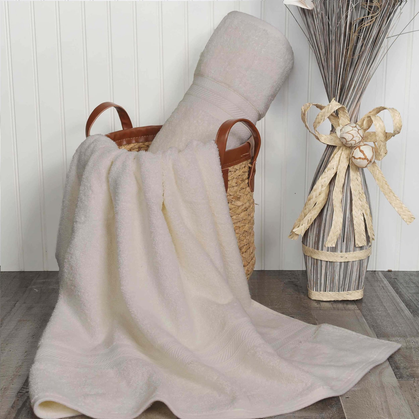 Cotton Heavyweight Absorbent Plush 2 Piece Bath Sheet Set - Ivory