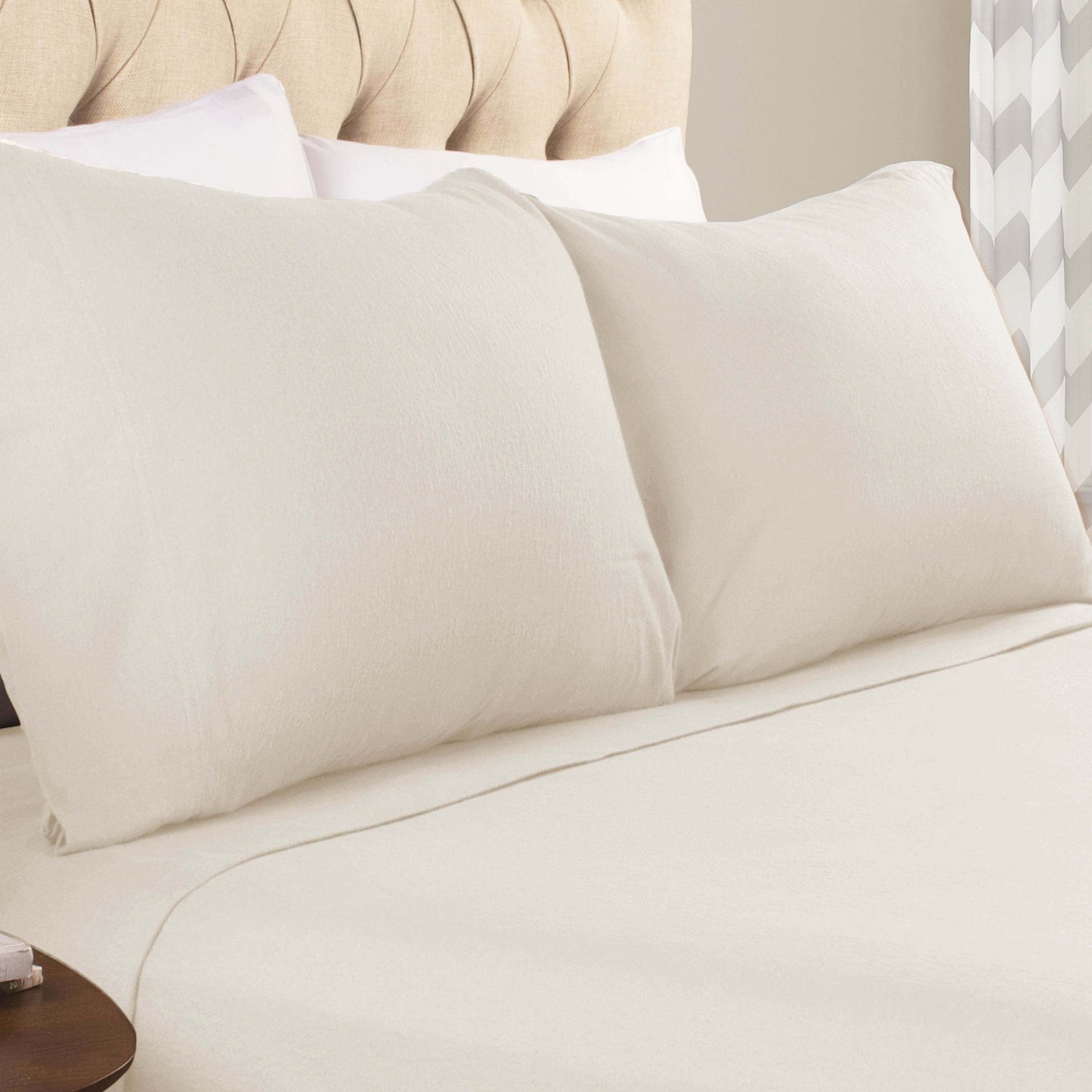 Cotton Flannel 2 Piece Pillowcase Set - Ivory