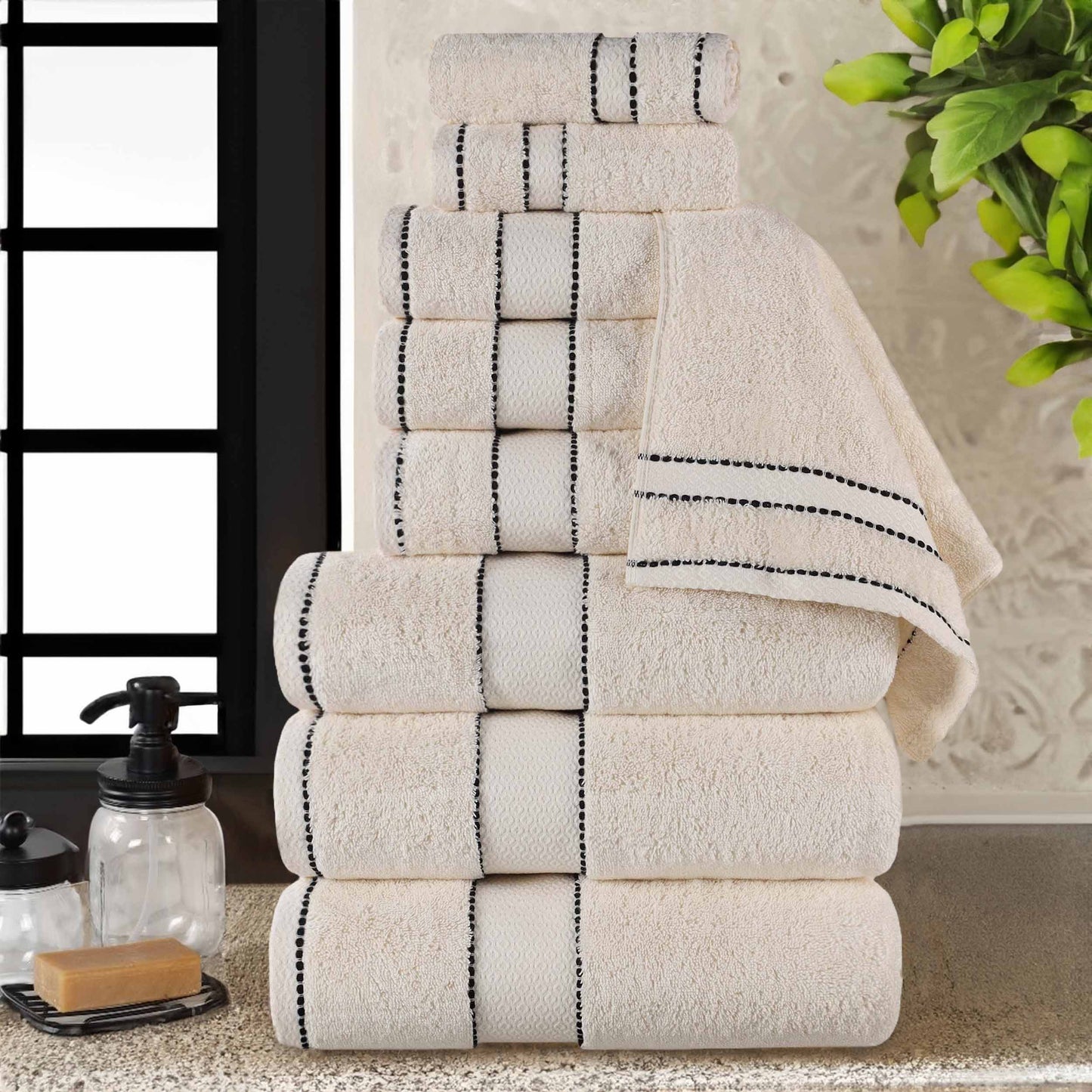 Niles Egyptian Giza Cotton Plush Heavyweight Soft 9 Piece Towel Set