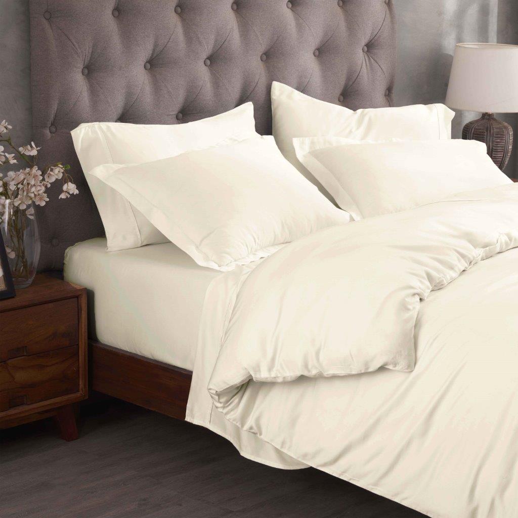 300 Thread Count Modal from Beechwood Solid Duvet Cover Set - Ivory