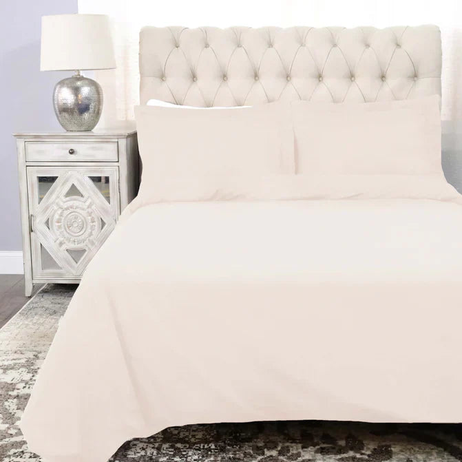 Cotton Percale Modern Traditional Duvet Cover Set - Ivory