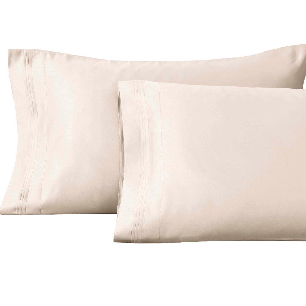 1500 Thread Count Egyptian Cotton 2 Piece Solid Pillowcase Set - Ivory