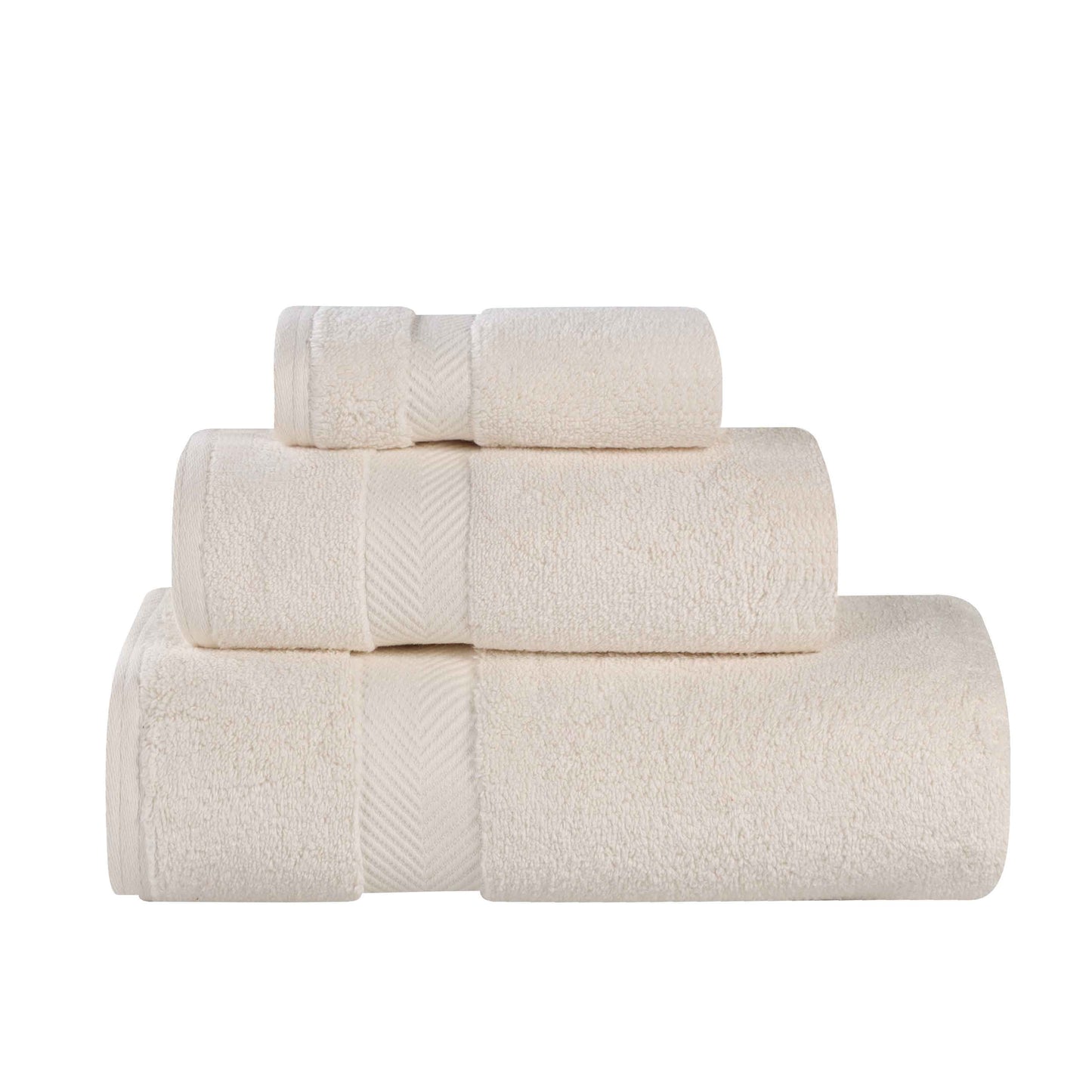 Zero-Twist Smart-Dry Combed Cotton 3 Piece Towel Set - Ivory