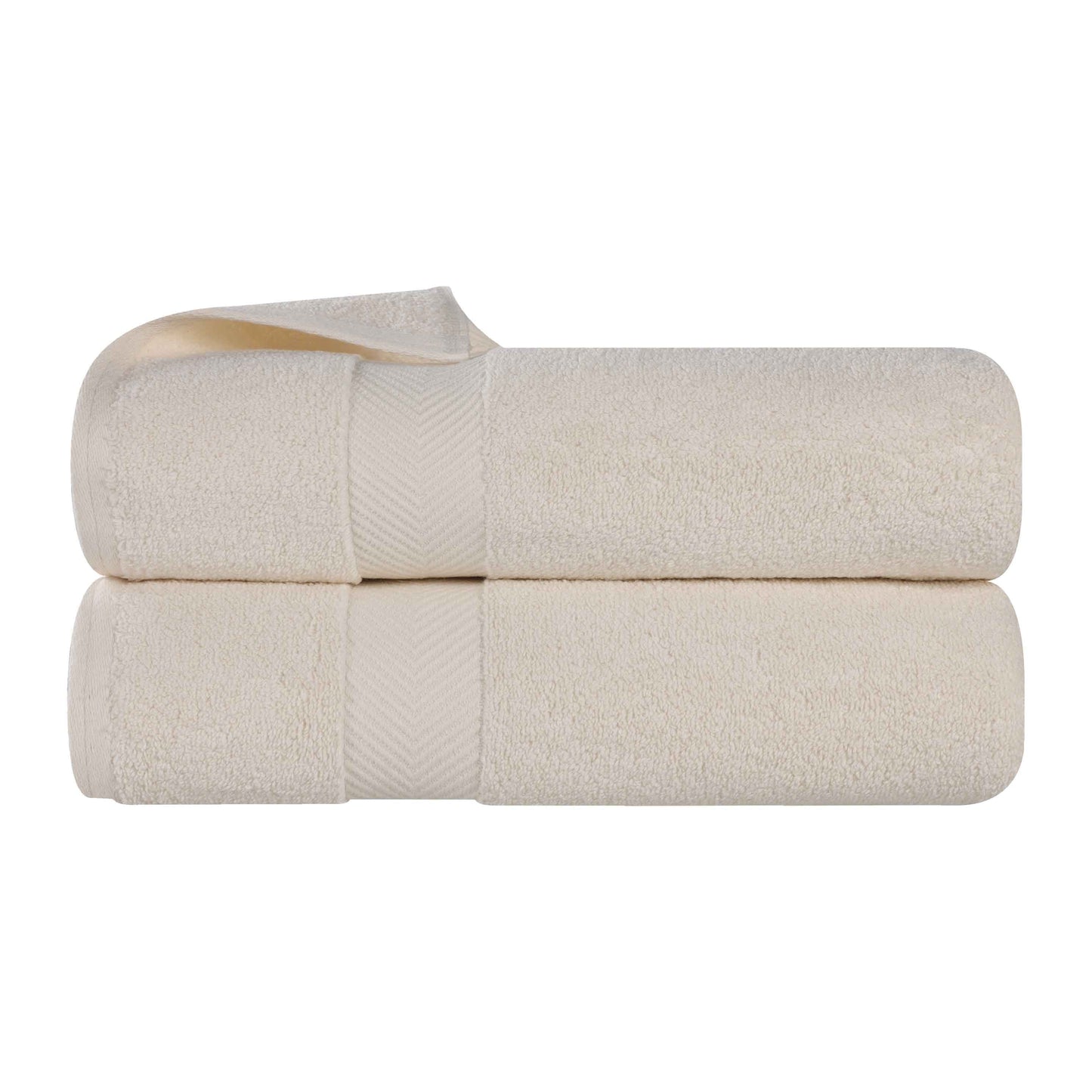 Zero Twist Smart Dry Combed Cotton 2 Piece Bath Towel Set - Ivory