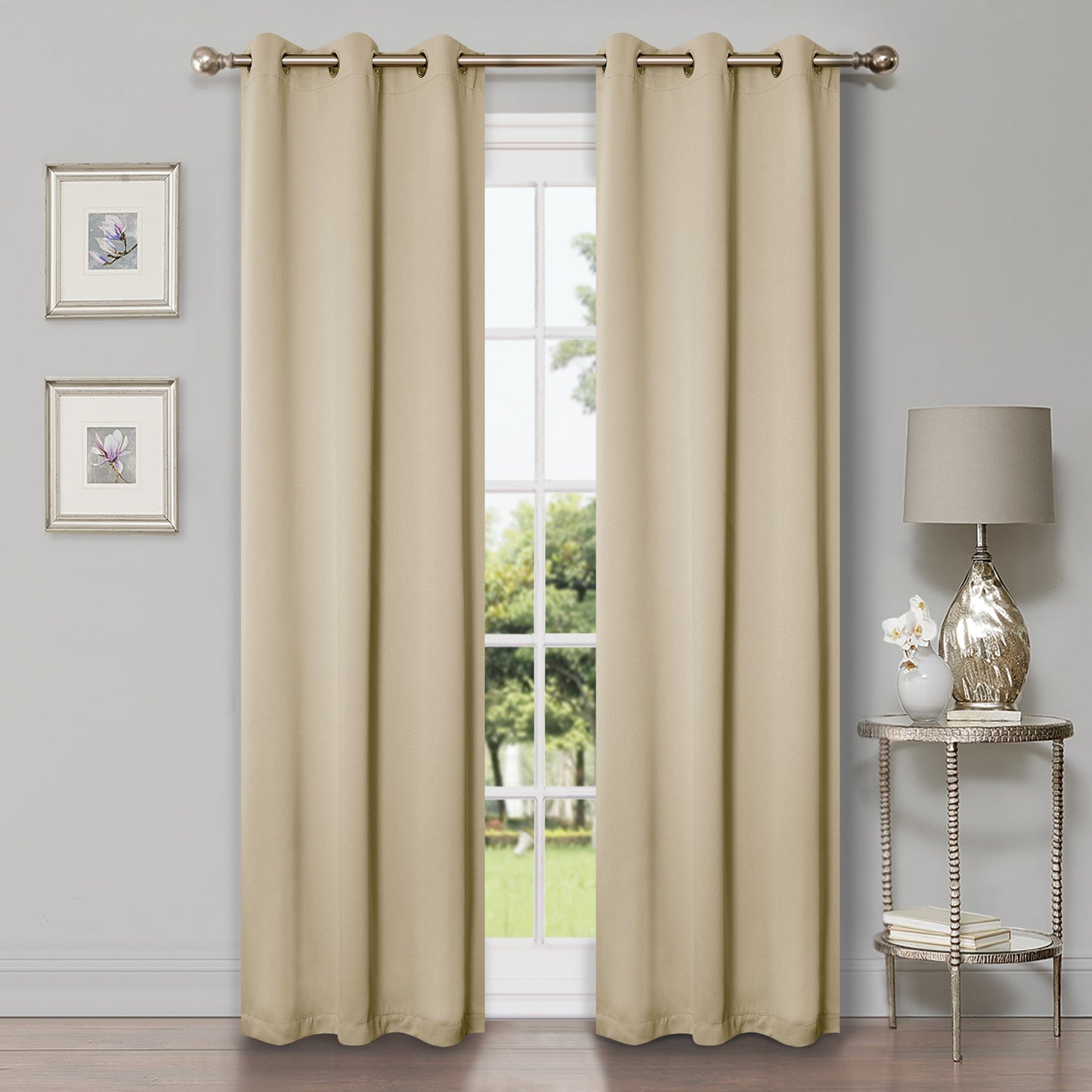 Solid Machine Washable Room Darkening Blackout Curtains, Set of 2 - Ivory