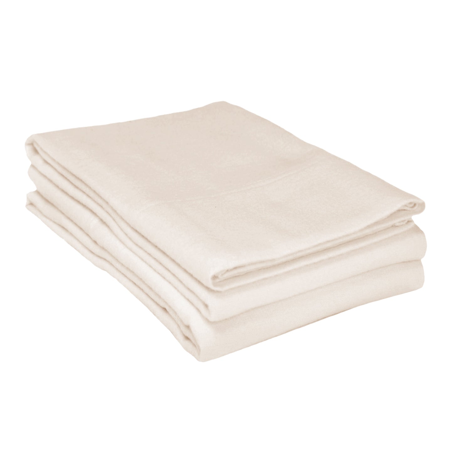 Solid Flannel Cotton Soft Fuzzy Pillowcases, Set of 2 - Ivory