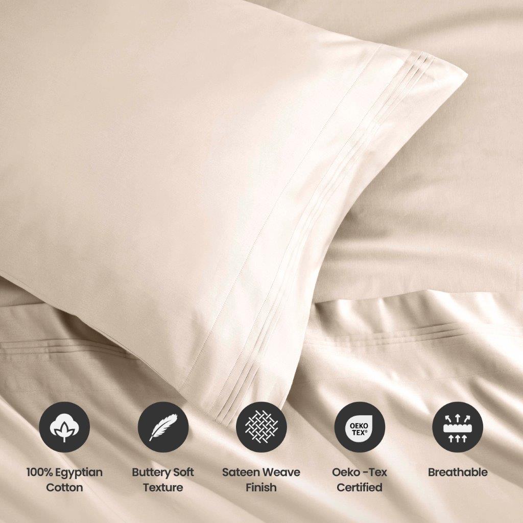 1500 Thread Count Egyptian Cotton 2 Piece Solid Pillowcase Set - Ivory