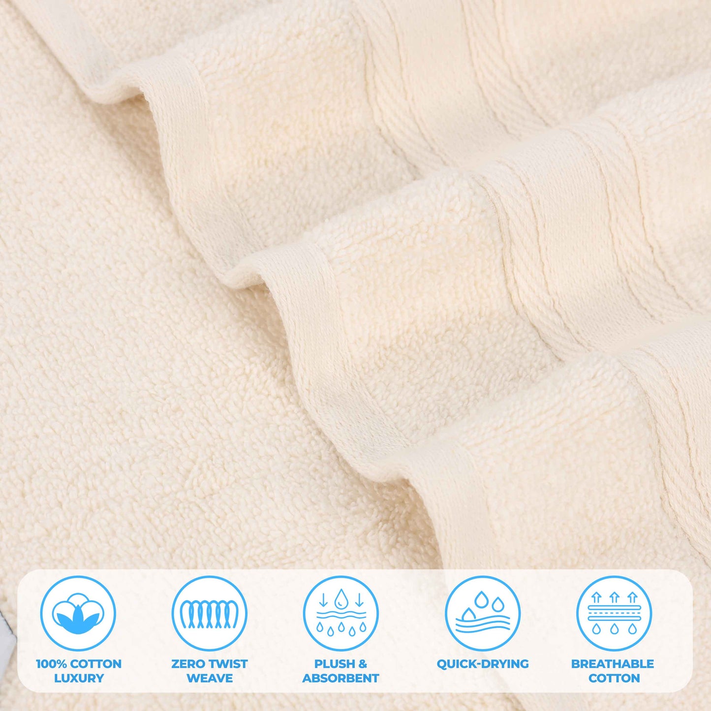 Belmont Zero Twist Cotton Medium Weight 3 Piece Towel Set