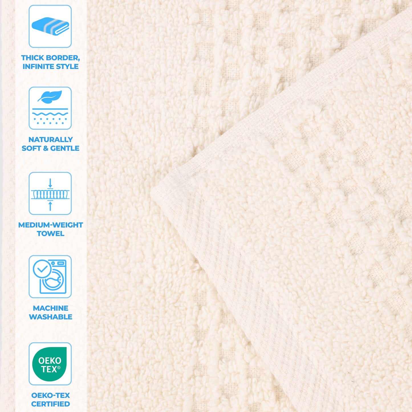 Playa Zero Twist Cotton Solid Waffle Textured 12 Piece Towel Set