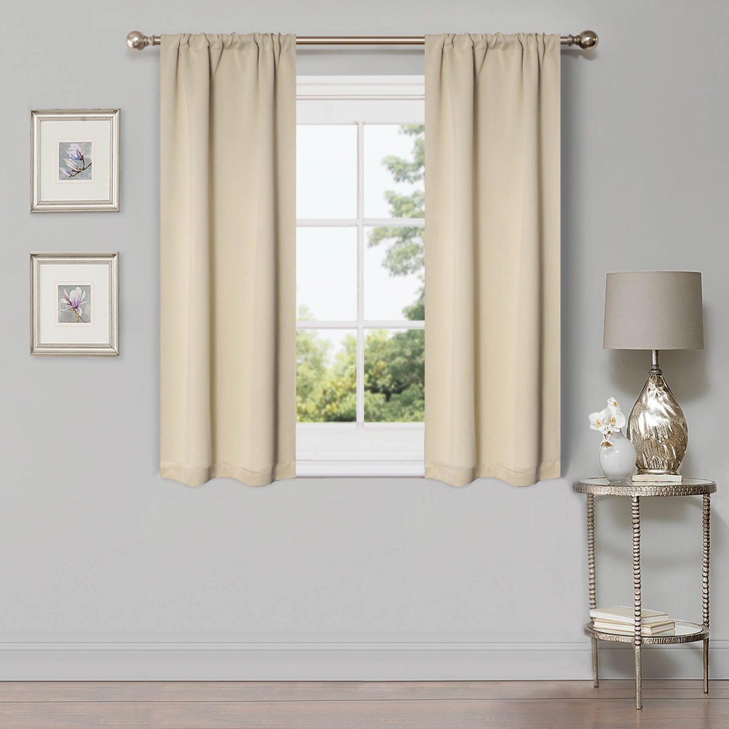 Solid Machine Washable Room Darkening Blackout Curtains, Set of 2 - Ivory