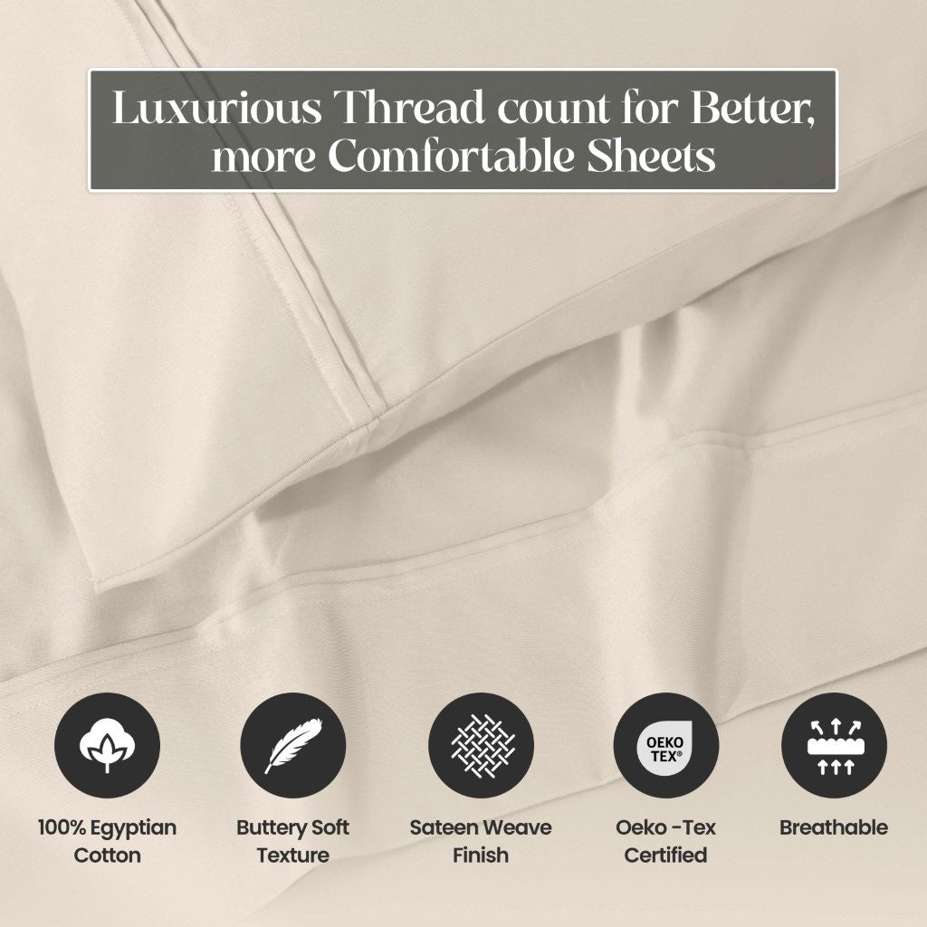 1200 Thread Count Egyptian Cotton 2 Piece Pillowcase Set