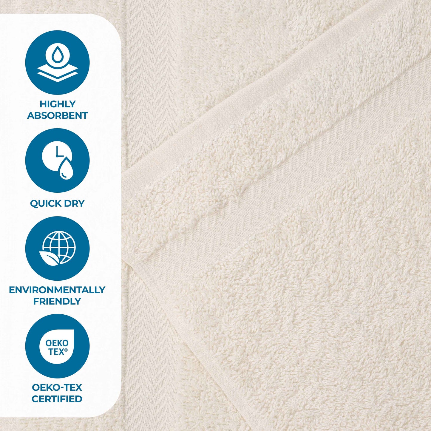 6 Piece Cotton Eco-Friendly Soft Absorbent Towel Set