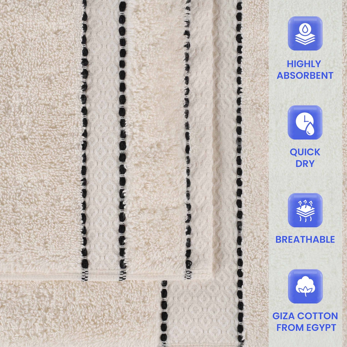 Niles Egyptian Giza Cotton Plush Heavyweight Soft 12 Piece Towel Set