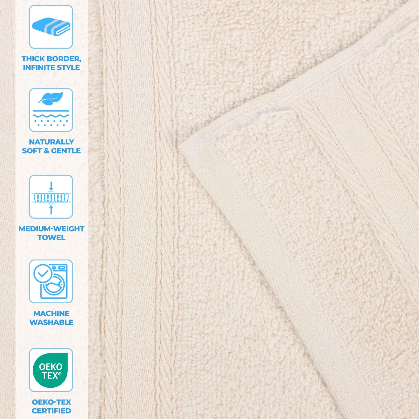 Belmont Zero Twist Cotton Medium Weight 3 Piece Towel Set