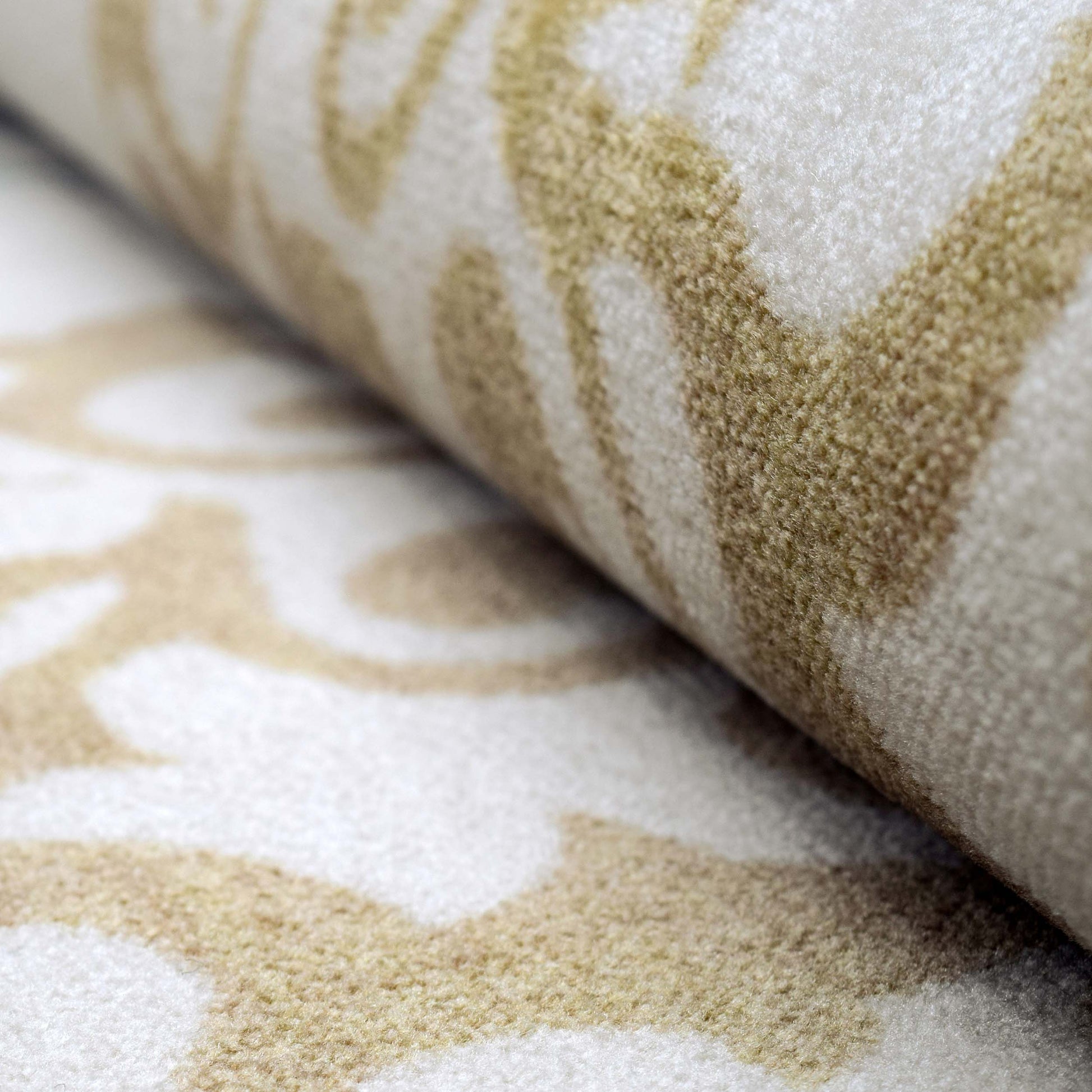 Amber Floral Scroll Medallion Non-Slip Washable Indoor Area Rug or Runner - Ivory