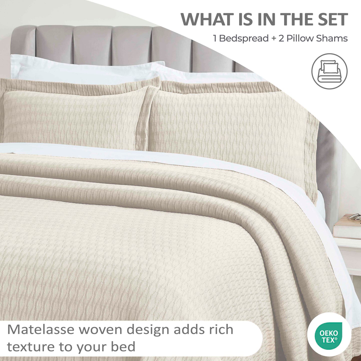 Superior Calvert Cotton Matelasse Weave Diamond Lattice Bedspread Set
