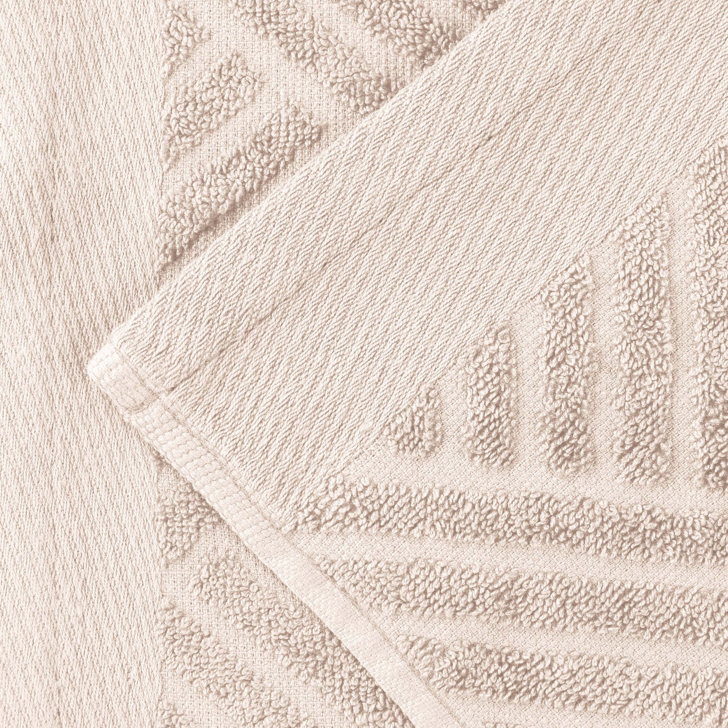 Basketweave Egyptian Cotton Jacquard 3 Piece Assorted Towel Set - Ivory