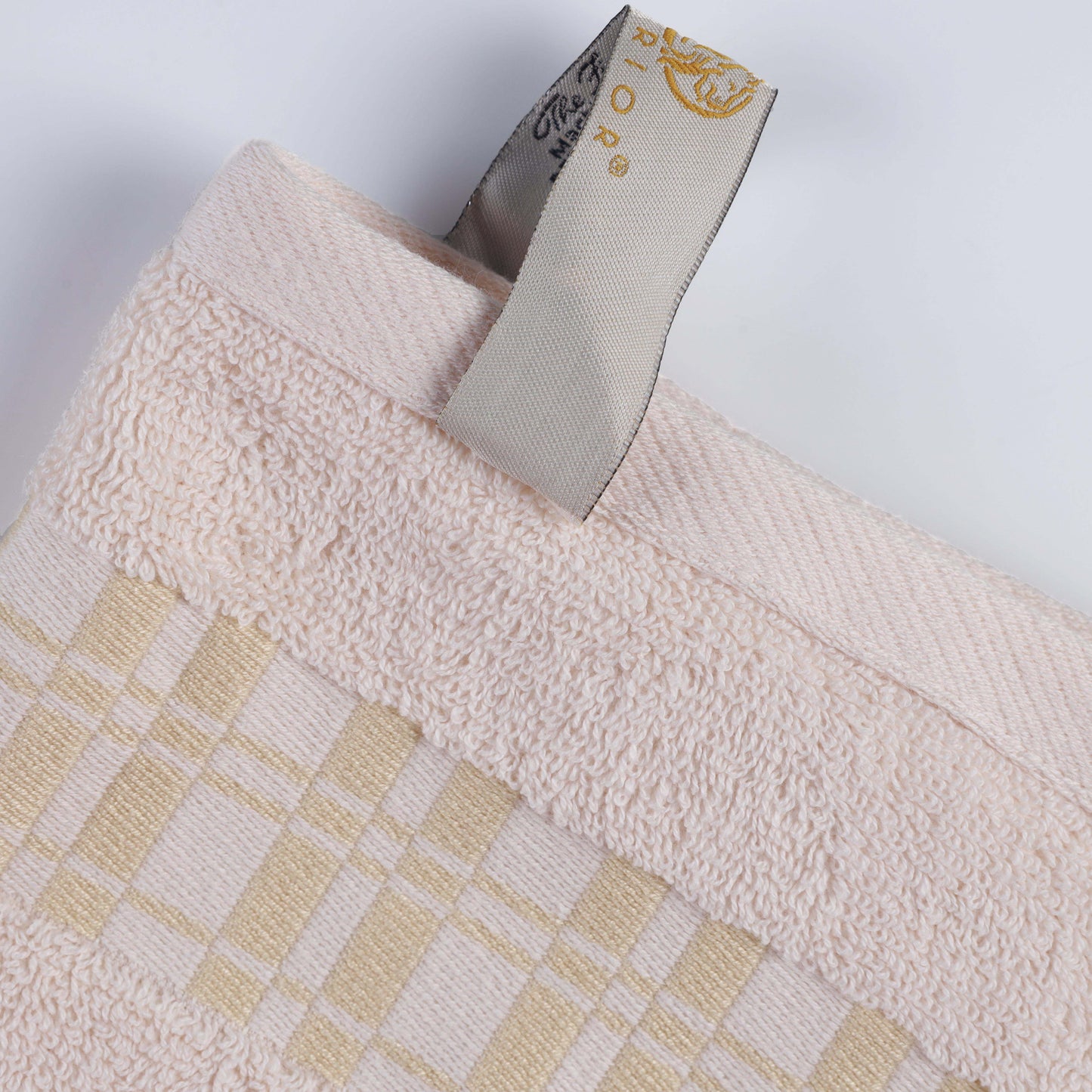 Larissa Cotton Geometric Border Bath Towel Set of 4 - Ivory