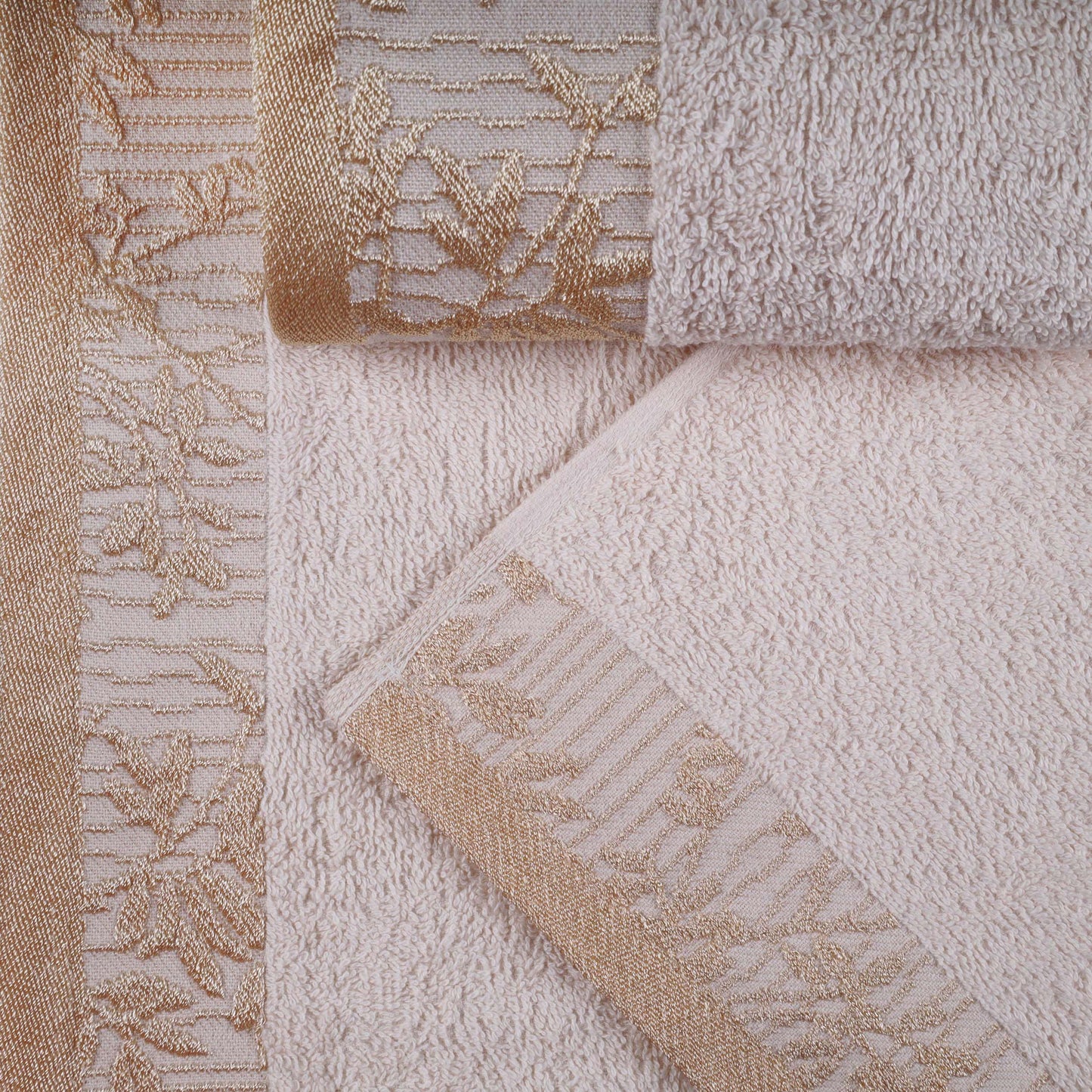 Wisteria Cotton Medium Weight Floral Jacquard Border 6 Piece Towel Set