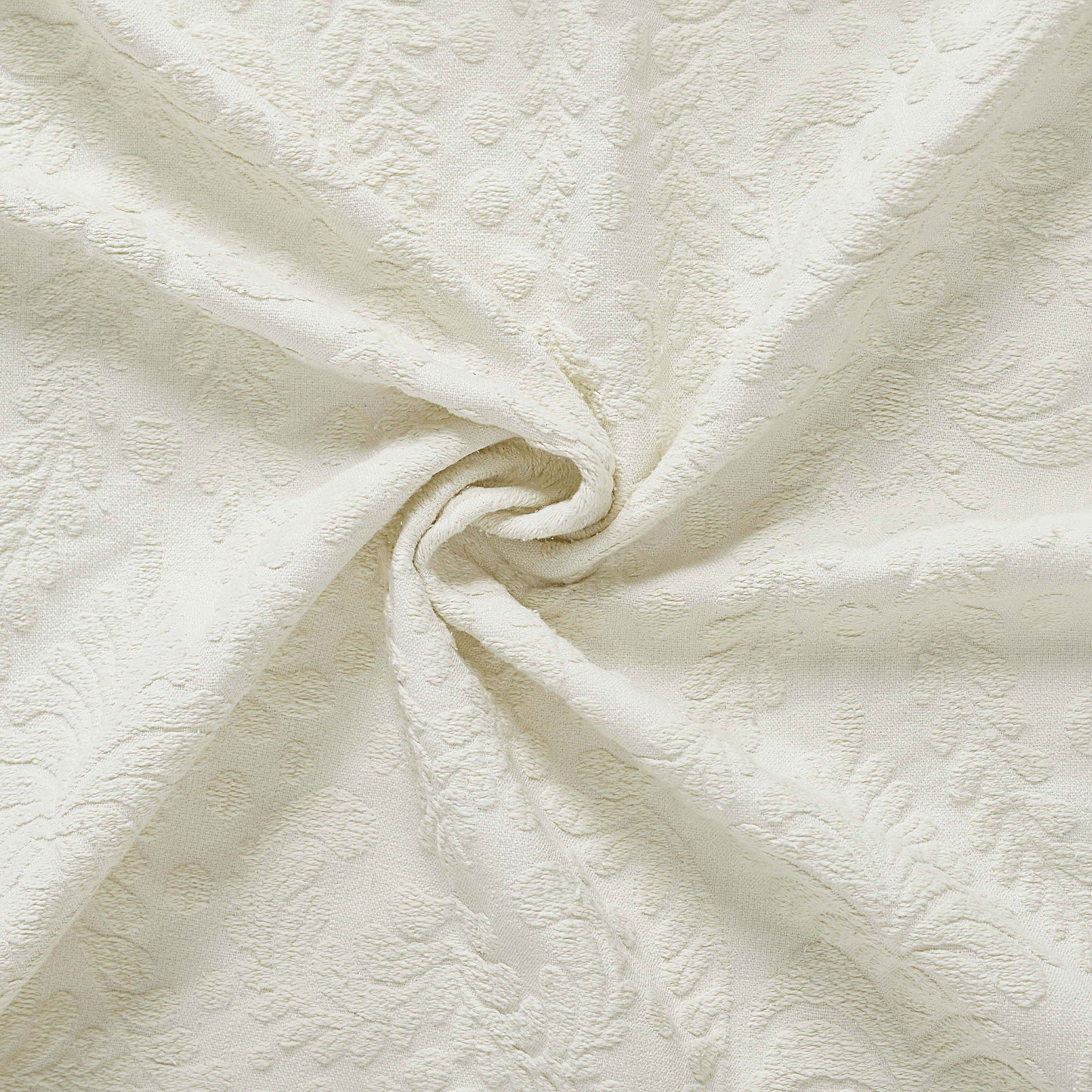Aspen Cotton Blend Jacquard Floral Scalloped Edge Bedspread Set - Ivory