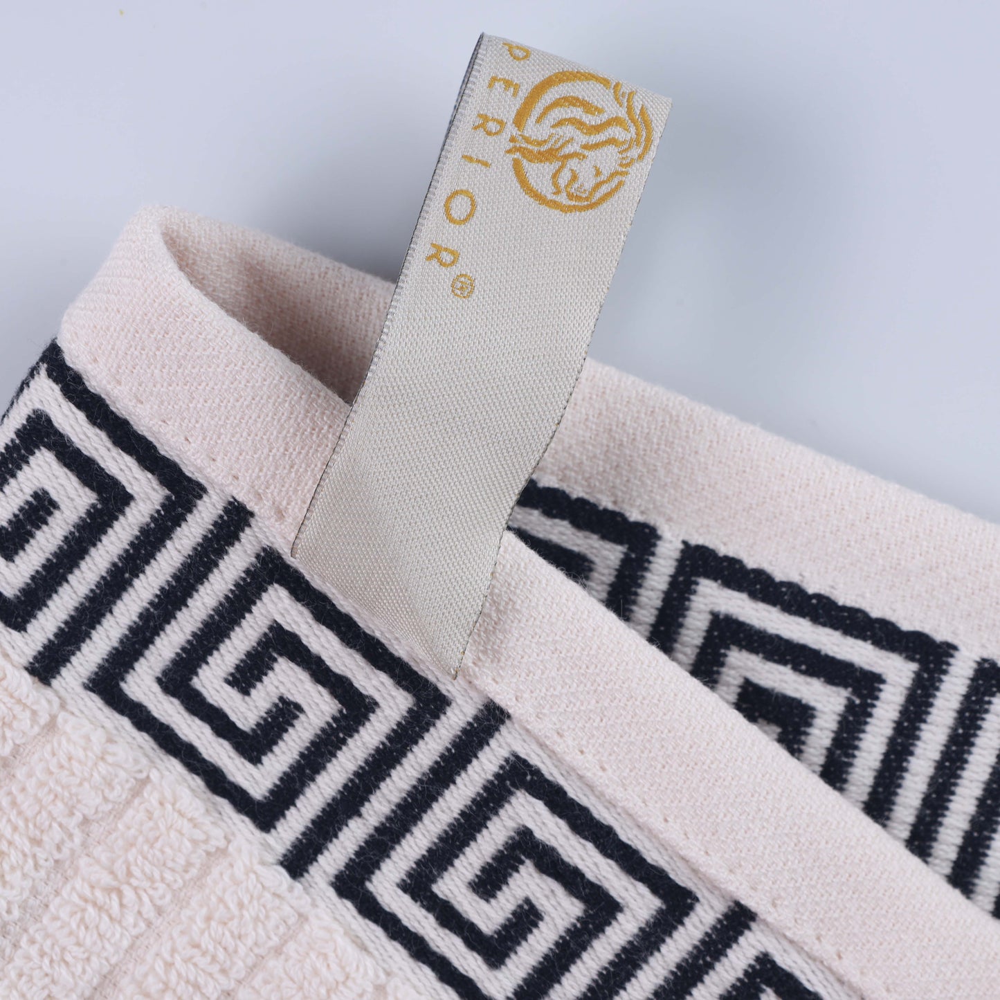 Athens Cotton Greek Key Trim Bath Towel Set of 4 - Ivory-Black