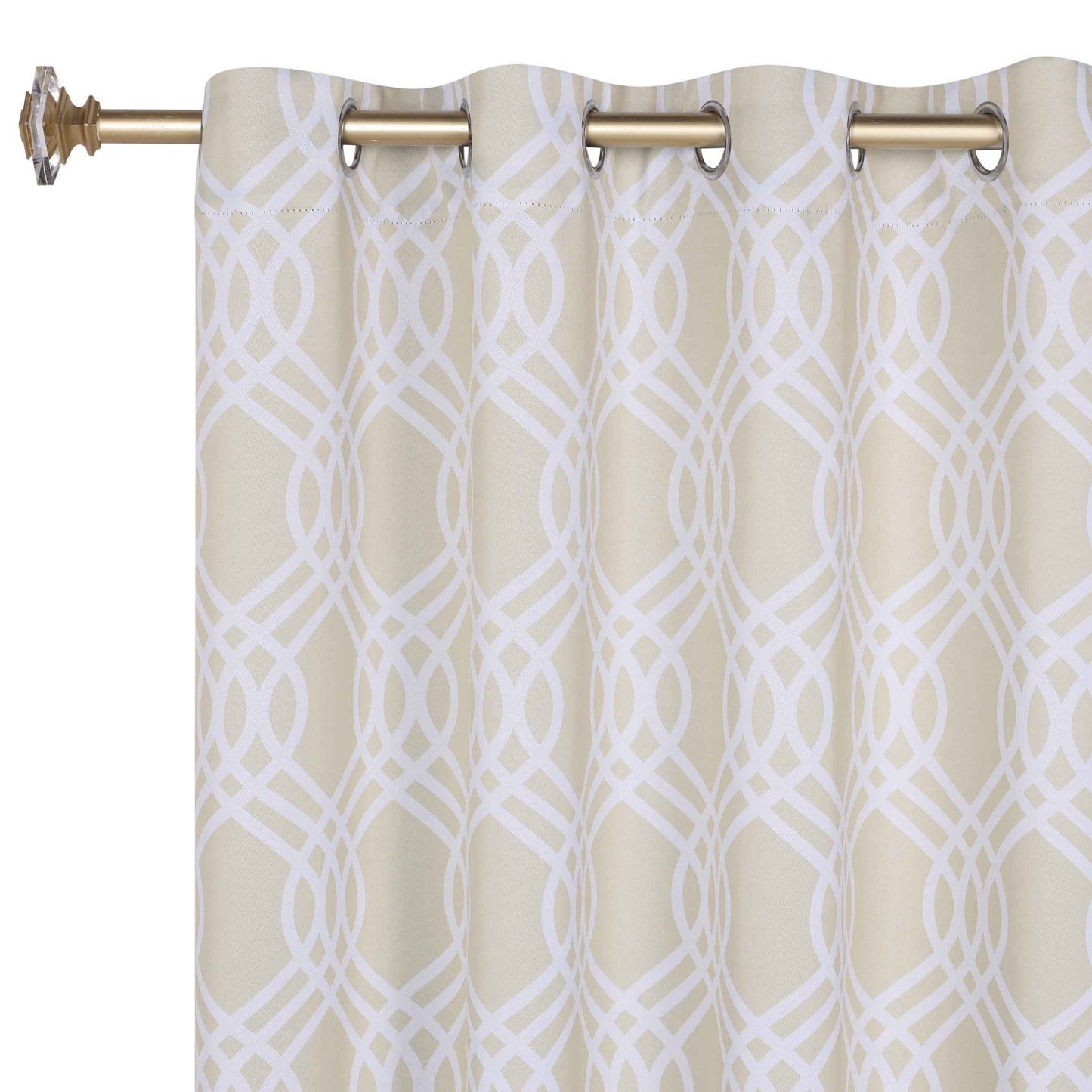 Ribbon Trellis Washable Room Darkening Blackout Curtains, Set of 2