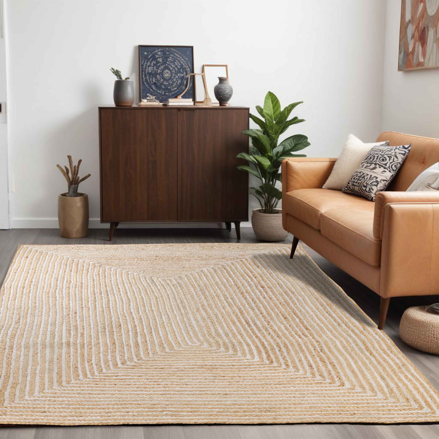 Braided Jute Reversible Round Indoor Outdoor Area Rug - Ivory