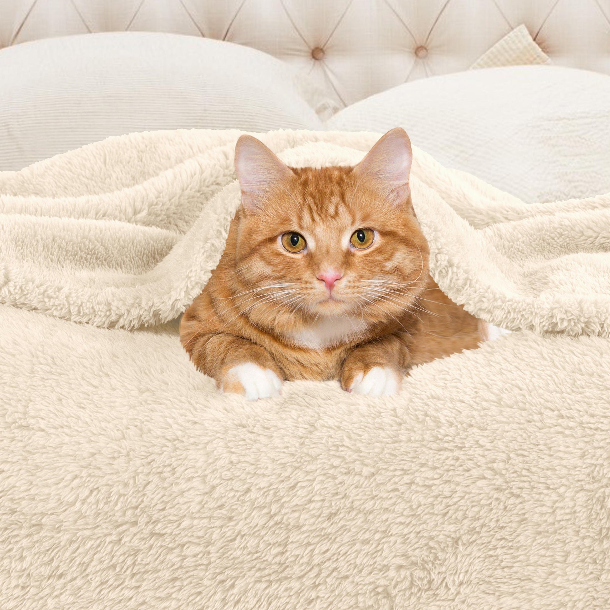 Fleece Plush Medium Weight Fluffy Soft Solid Decorative Blanket - Ivory