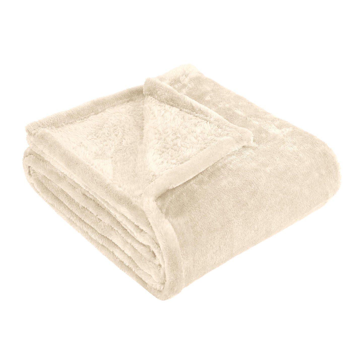 Fleece Plush Medium Weight Fluffy Soft Solid Decorative Blanket - Ivory