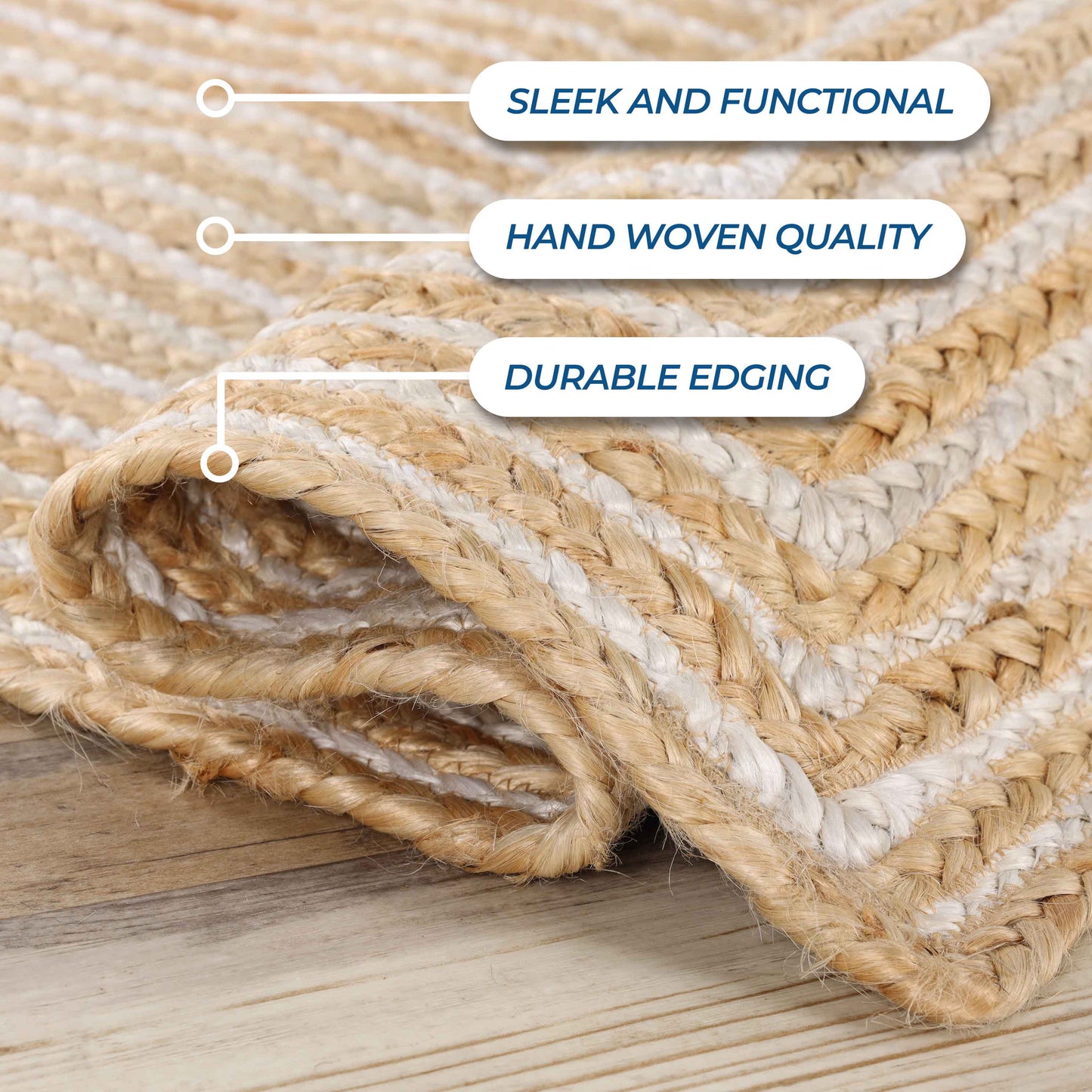Braided Jute Reversible Round Indoor Outdoor Area Rug - Ivory