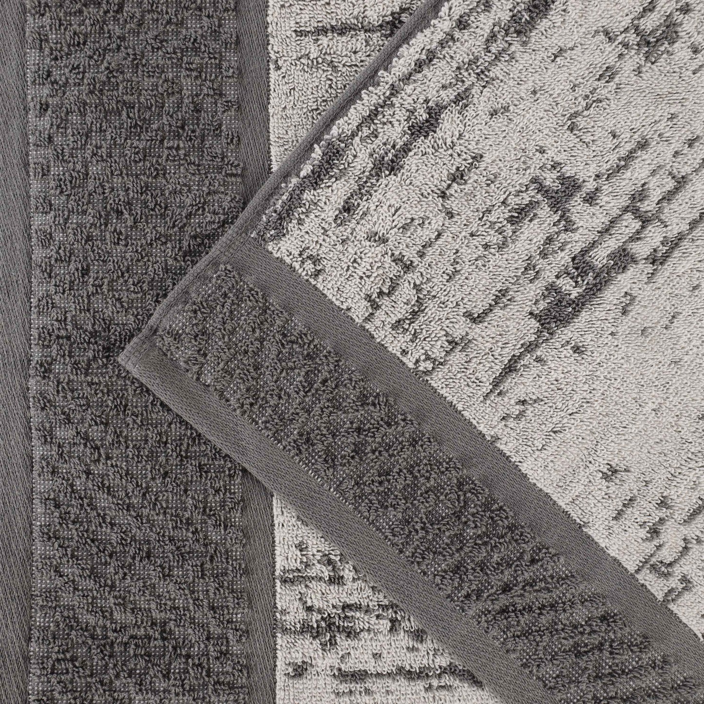 Lodie Cotton Jacquard Solid and Two-Toned Bath Sheet - Ivory-Charcoal