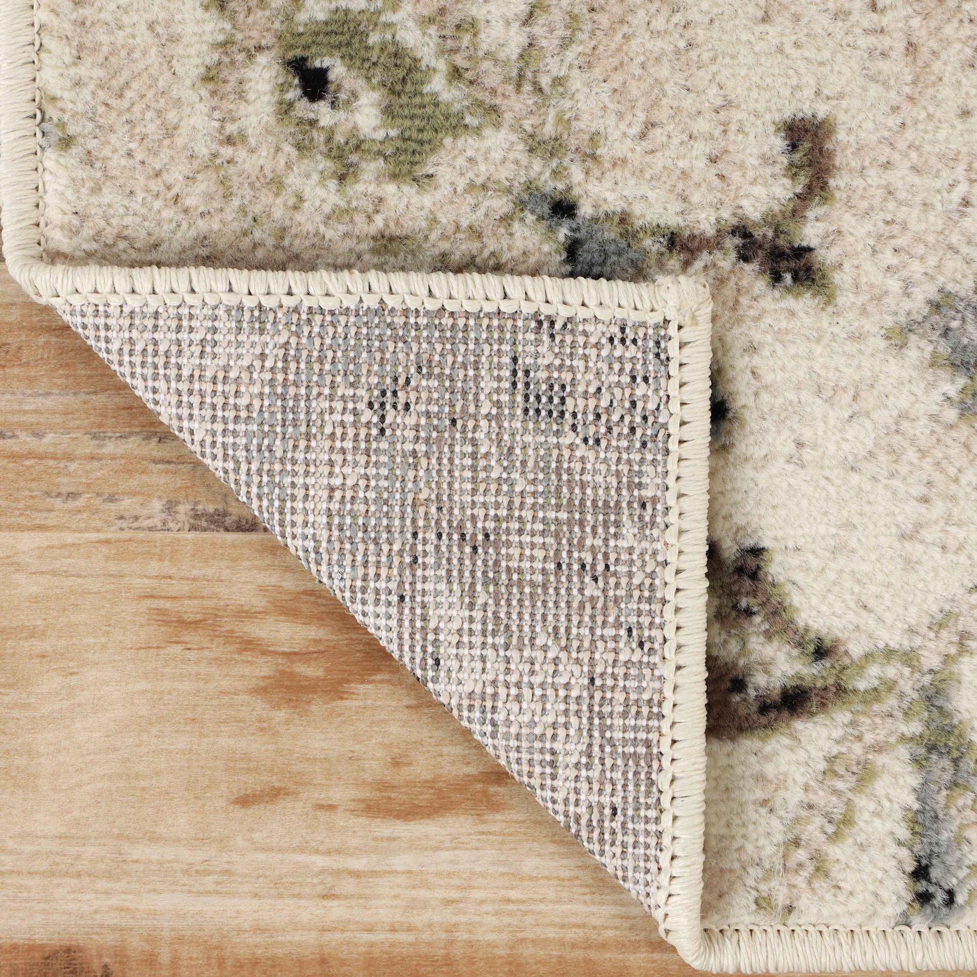 Jacobean Floral Modern Farmhouse Indoor Area Rug or Runner Rug - Cream