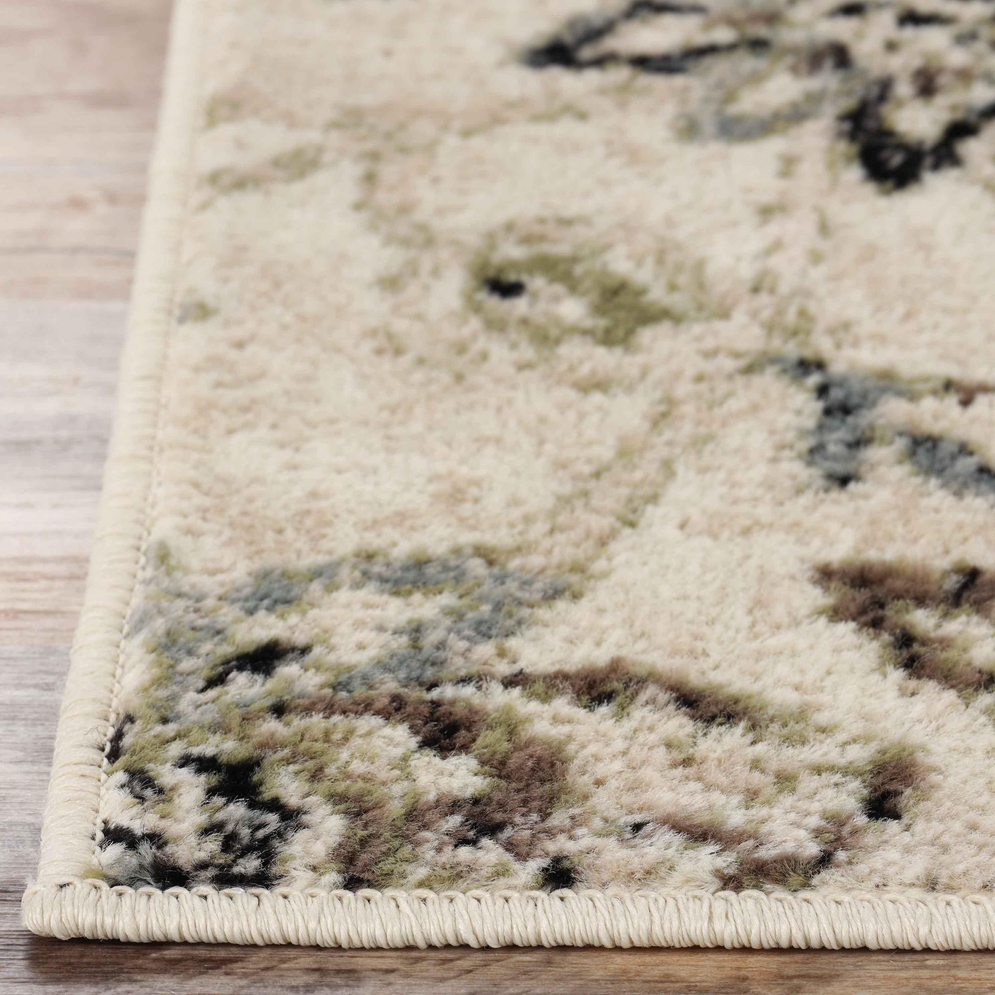 Jacobean Floral Modern Farmhouse Indoor Area Rug or Runner Rug - Cream
