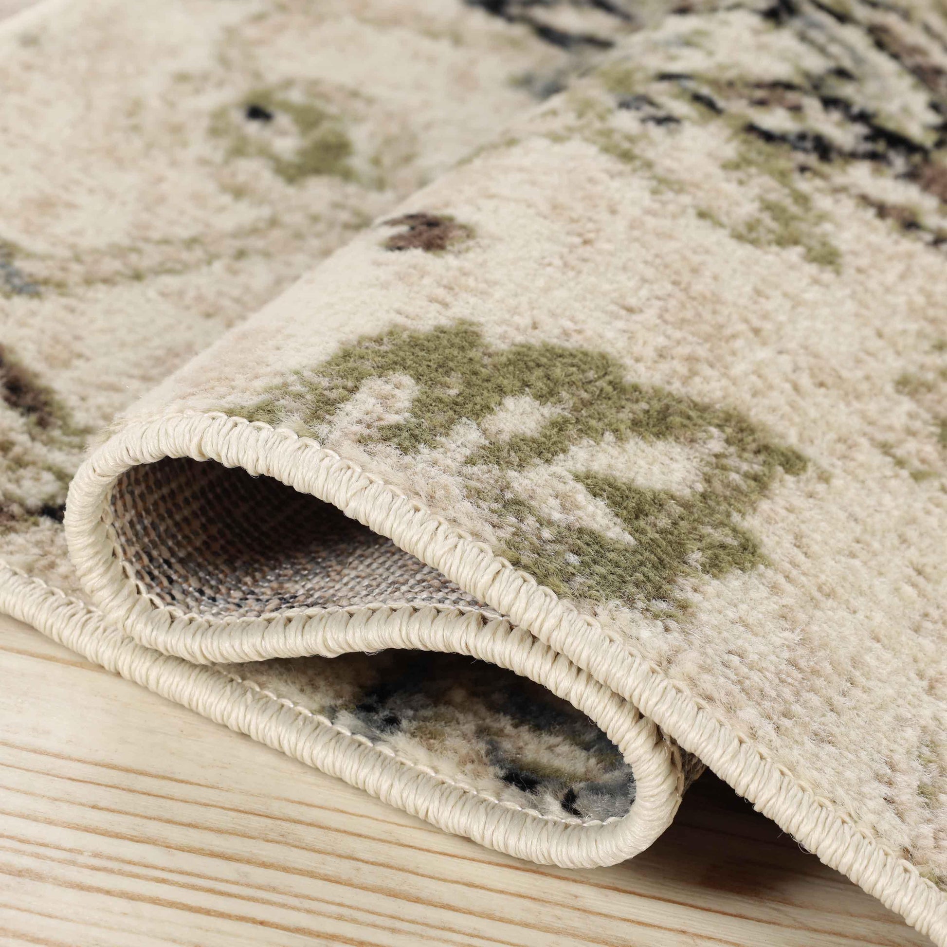 Jacobean Floral Modern Farmhouse Indoor Area Rug or Runner Rug - Cream