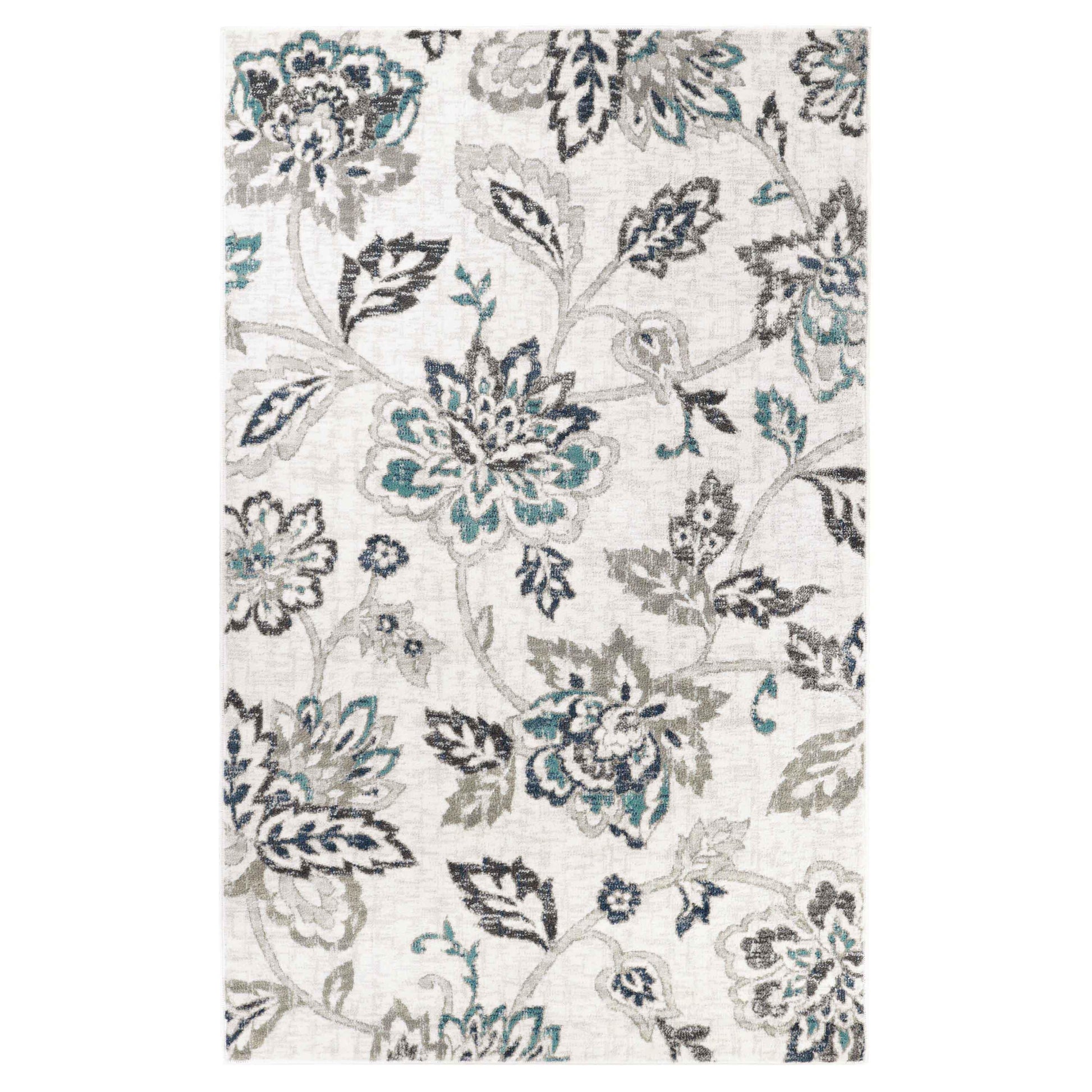 Jacobean Floral Modern Farmhouse Indoor Area Rug or Runner Rug - DeepRoyal
