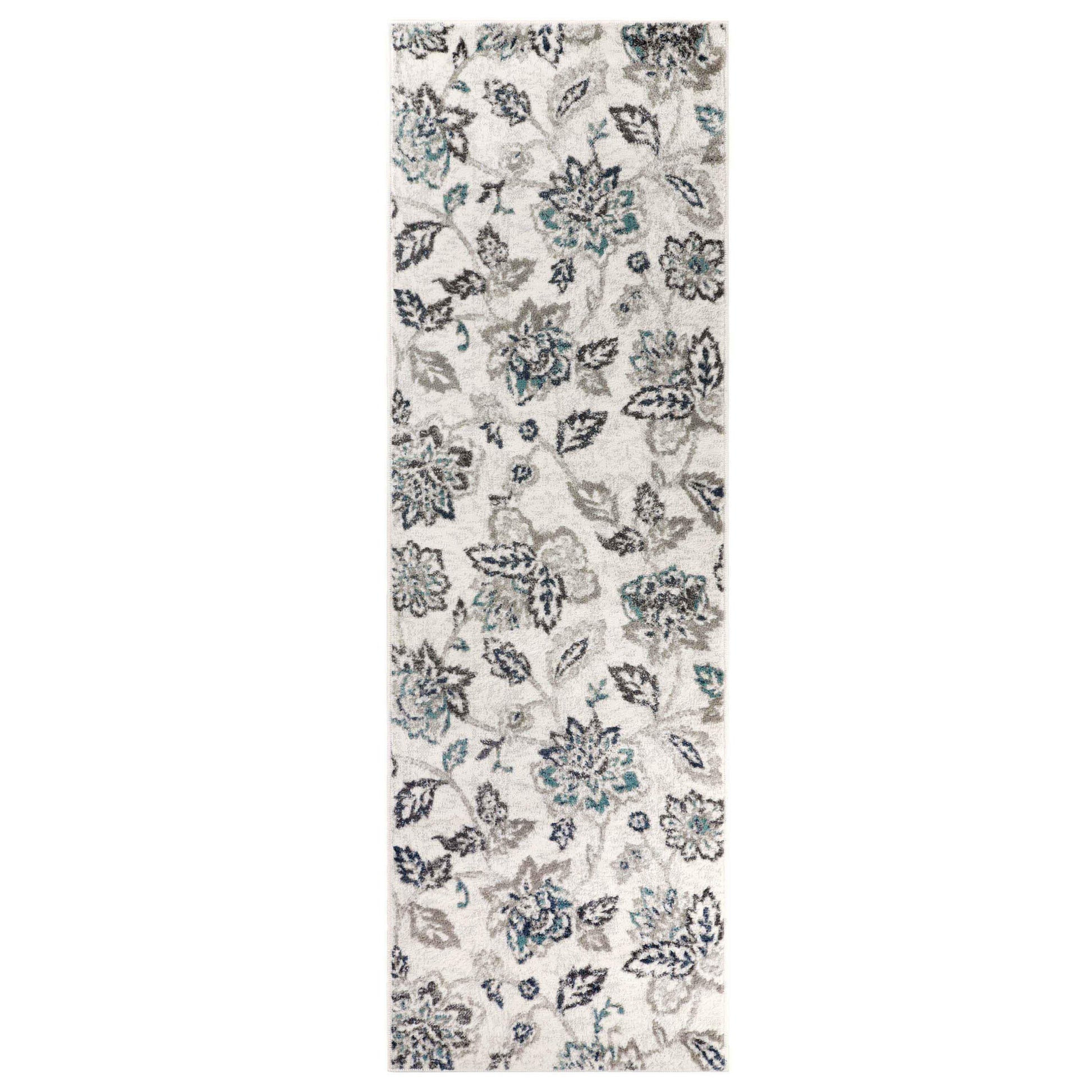 Jacobean Floral Modern Farmhouse Indoor Area Rug or Runner Rug - DeepRoyal