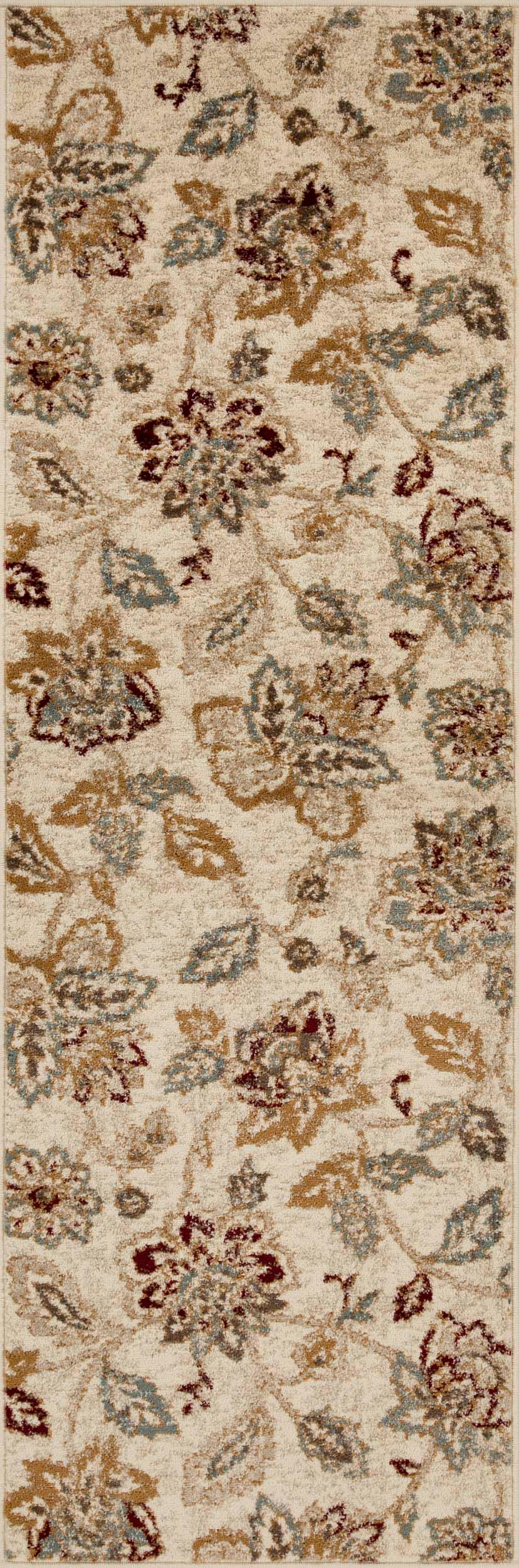 Jacobean Floral Modern Farmhouse Indoor Area Rug or Runner Rug - Stone
