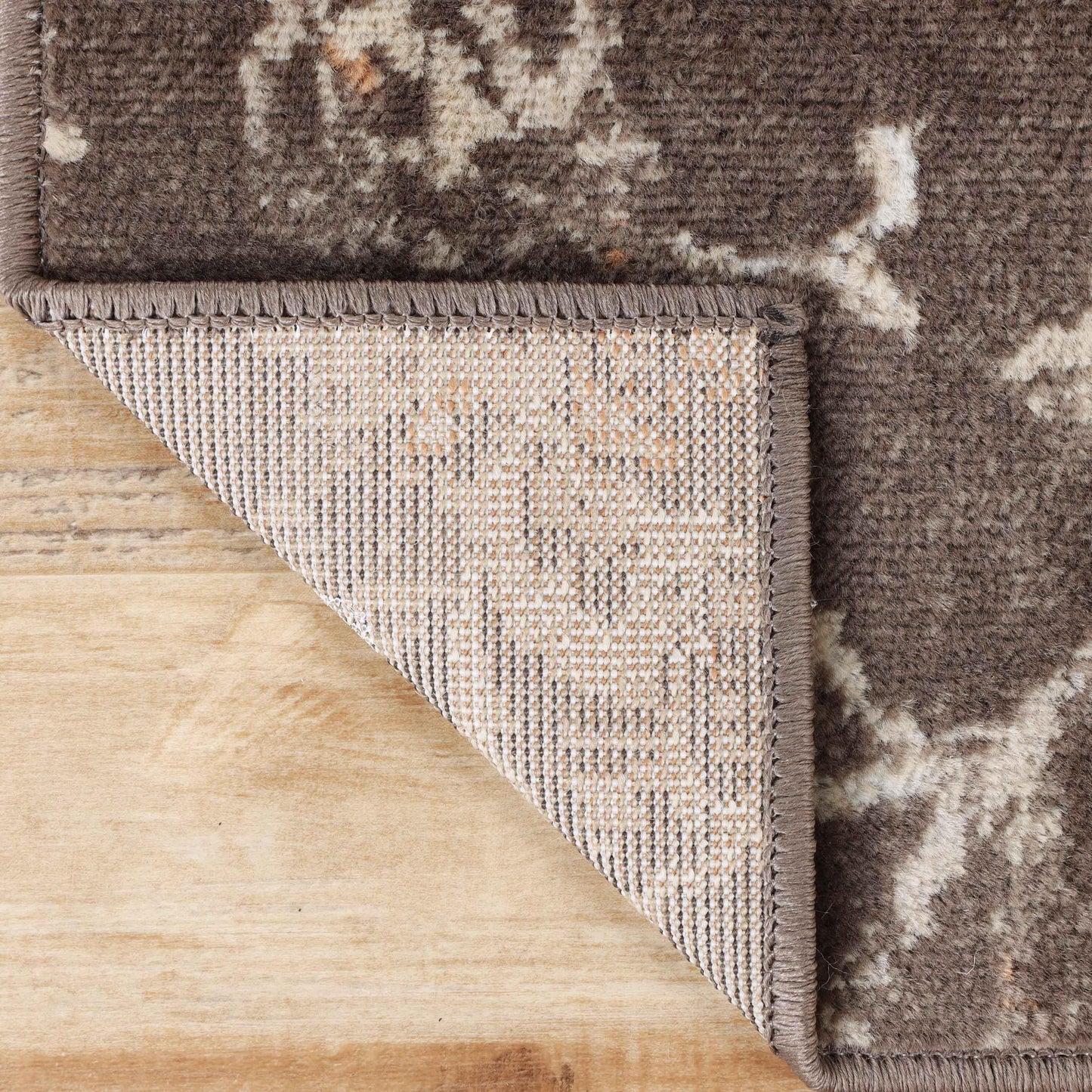 Jacobean Floral Modern Farmhouse Indoor Area Rug or Runner Rug - Taupe