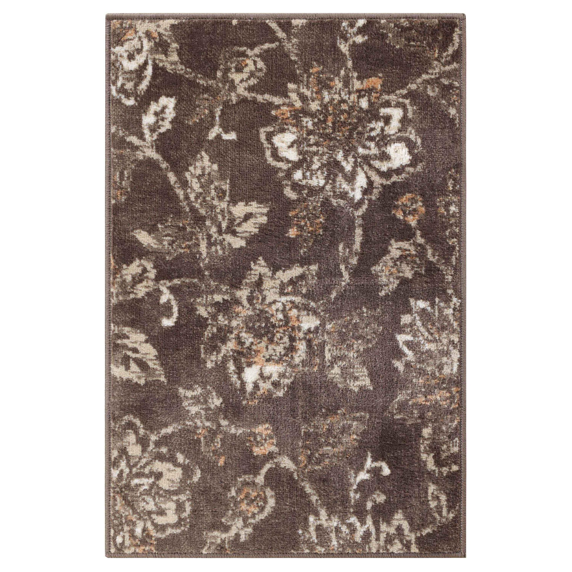 Jacobean Floral Modern Farmhouse Indoor Area Rug or Runner Rug - Taupe
