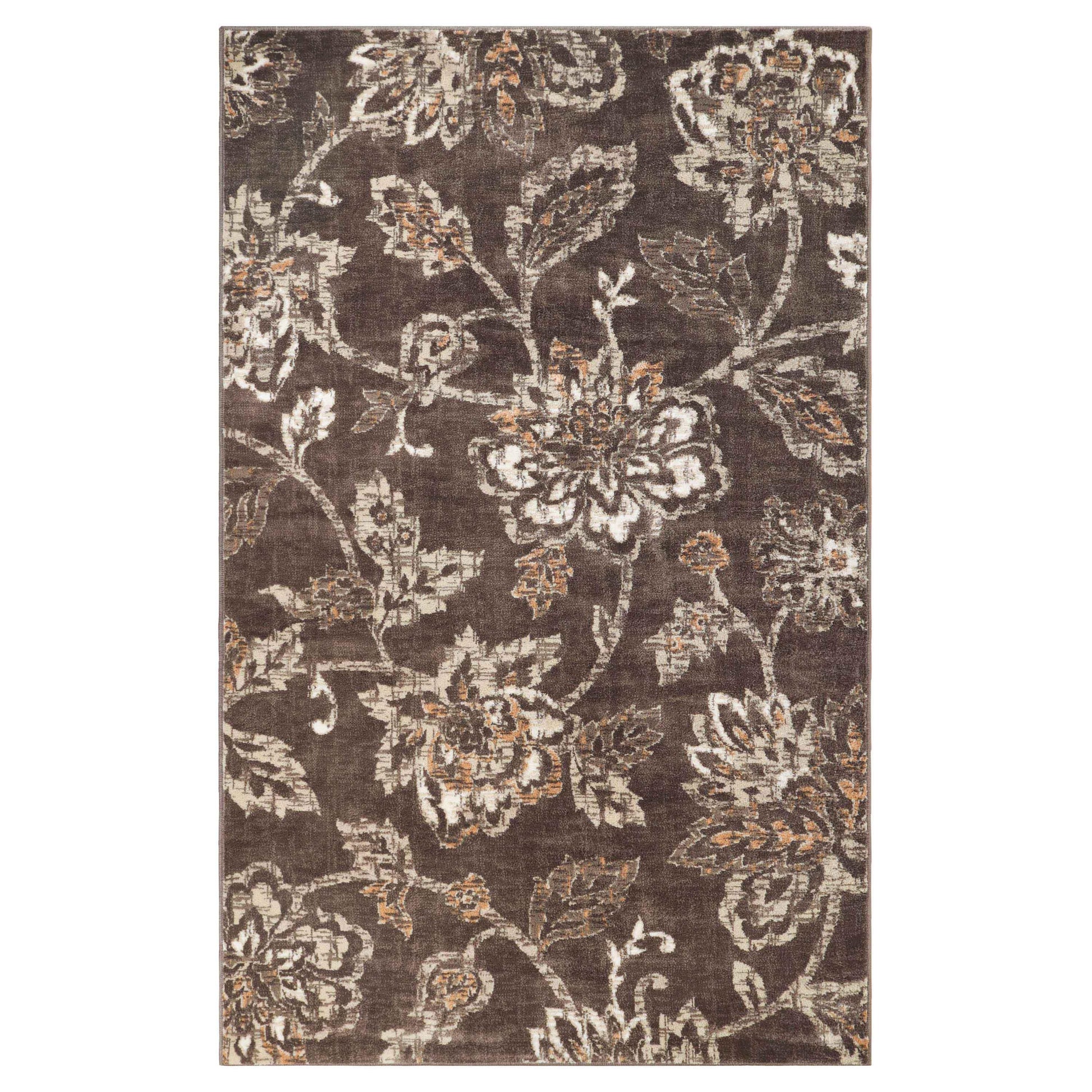 Jacobean Floral Modern Farmhouse Indoor Area Rug or Runner Rug - Taupe