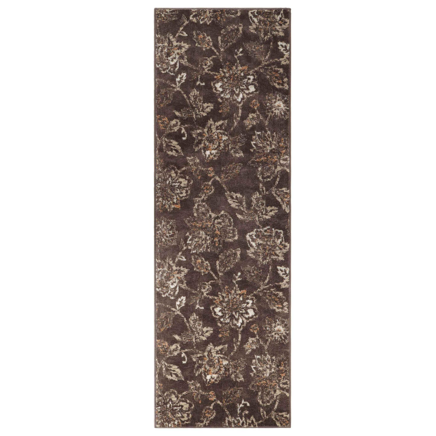 Jacobean Floral Modern Farmhouse Indoor Area Rug or Runner Rug - Taupe